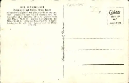 Ak Möhnesee in Westfalen, Möhnetalsperre
