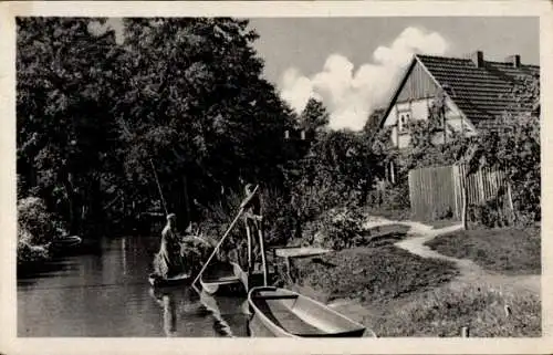 Ak Leipe Lübbenau Spreewald, Flusspartie, Boote