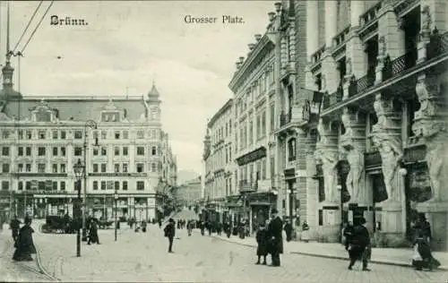 Ak Brno Brünn Südmähren, Grosser Platz,  Architektur, Stadtansicht, Schwarz-Weiß-Fotografie