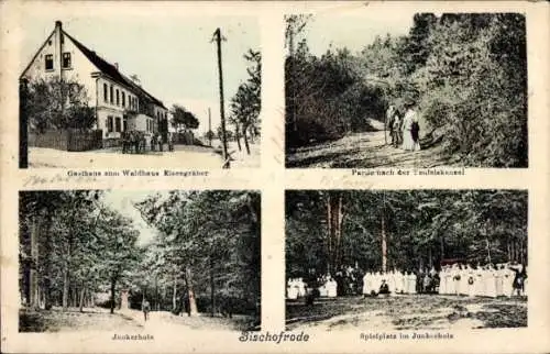 Ak Bischofrode Lutherstadt Eisleben in Sachsen Anhalt, Gasthaus zum Waldhaus Kisengräber, Parie n