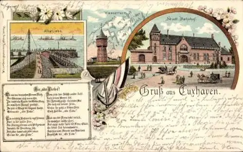 Litho Cuxhaven, Wasserturm, Alte Liebe, Bahnhof