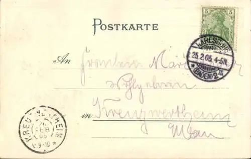 Präge Wappen Ak Karlsruhe, Neues Postgebäude 