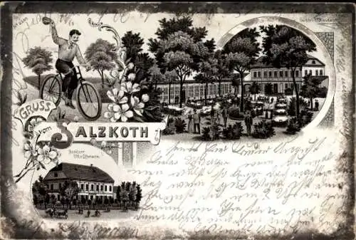 Litho Aschersleben, Salzkoth, Otto Lehmann, Garten Restaurant