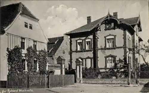 Ak Westewitz Großweitzschen in Sachsen, Gut Rohland, zwei Gebäude, ländliche Architektur,  