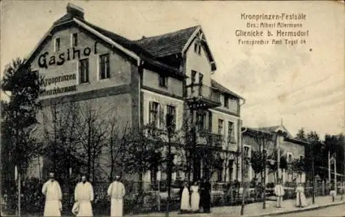 Ak Glienicke Nordbahn bei Hermsdorf in Brandenburg, Gasthof Kronprinzen, Kronprinzen-Festsäle, Pe