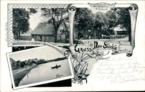 Ak Stöckte Winsen an der Luhe, Geschäftshaus J. Beckedorf, Hafen, Möbelhandlung Bardowicks
