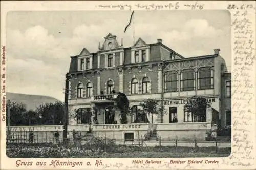 Ak Bad Hönningen am Rhein, Hôtel Bellevue, Bier Halle, Besitzer Eduard Cordes, 