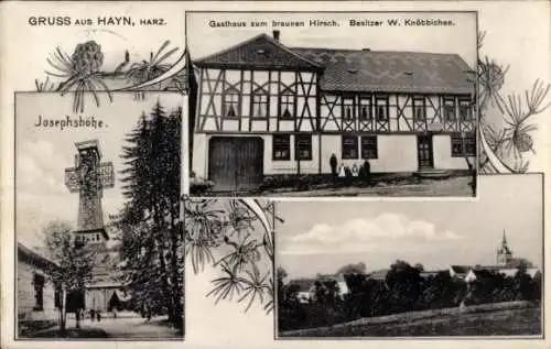 Ak Gernrode Quedlinburg im Harz, Gasthaus zum braunen Hirsch, Josephshöhe, Besitzer W. Knöbbichen