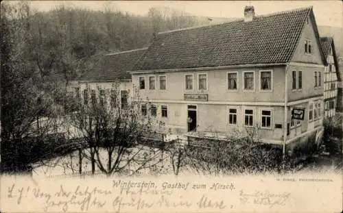 Ak Winterstein Waltershausen in Thüringen, Gasthof zum Hirsch, Historisches Gebäude, Natur, Herbs
