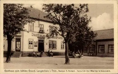 Ak Langenhain Waltershausen in Thüringen, Gasthaus, Gasthaus zum kühlen Grund, Besitzer A. Merbac