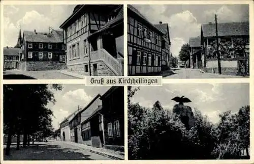 Ak Kirchheilingen in Thüringen, Teilansichten, Straßenpartie, Denkmal