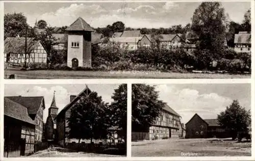 Ak Limlingerode Hohenstein in Thüringen, Gruss aus  Dorfplatz, Kirche,  Gebäude