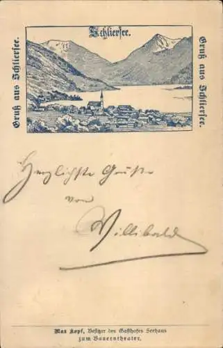 Litho Schliersee in Oberbayern, Gesamtansicht