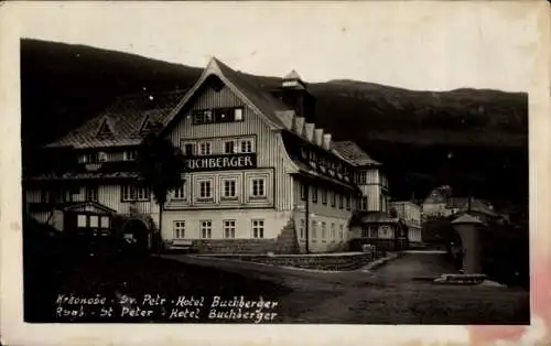 Foto Ak Svatý Petr Sankt Peter Spindleruv Mlýn Spindlermühle Riesengebirge, Hotel Buchberger
