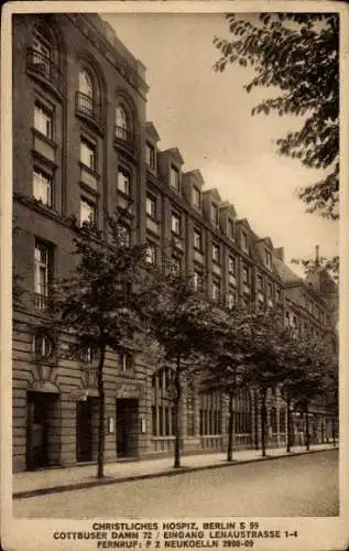 Ak Berlin Kreuzberg, Christliches Hospiz, Cottbuser Damm 72, Lenaustr. 1-4