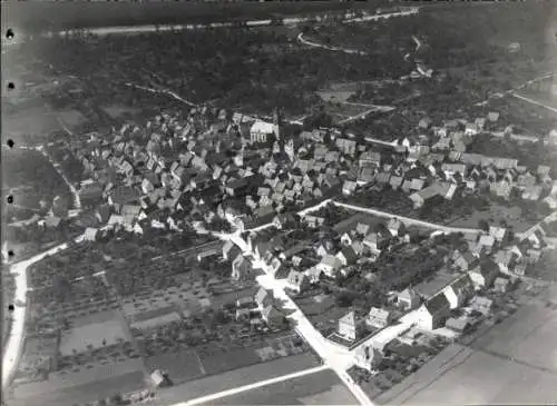 Ak Schorndorf im Remstal Württemberg, 黑白航拍照片，显示了德国小镇Schorndorf的鸟瞰图。