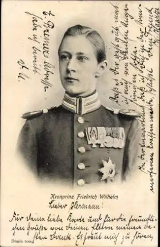 Ak Kronprinz Friedrich Wilhelm, Porträt in Uniform