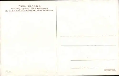 Künstler Ak Grabendorff, R., Kaiser Wilhelm II., Portrait in Felduniform, Pickelhaube