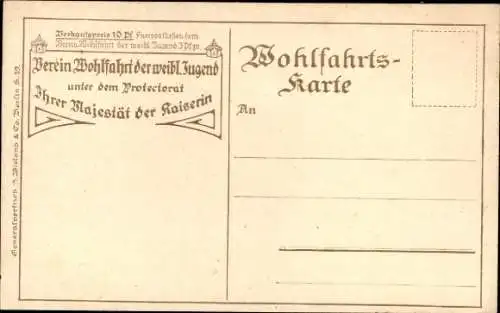 Ak Kaiserin Auguste Viktoria, Portrait, Mantel, Hut, Verein Wohlfahrt der weiblichen Jugend