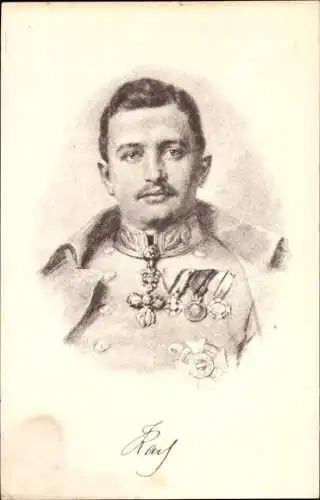 Künstler Ak Kaiser Karl I. Adel Österreich