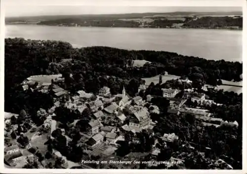 Ak Feldafing am Starnberger See Oberbayern, Luftaufnahme von Feldafing, Starnberger See