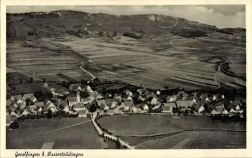 Ak Wassertrüdingen in Mittelfranken, Landschaftsaufnahme, Dorfansicht, Felder, Berge, Schwarz-Wei