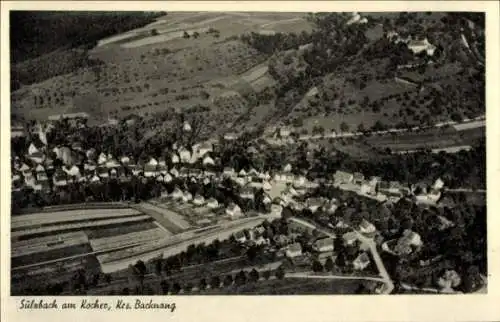 Ak Sulzbach an der Murr, Luftaufnahme von Sülzbach, ländliche Umgebung, Häuser, Felder