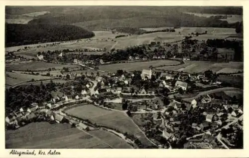 Ak Abtsgmünd Ostalbkreis, Luftbild von  mit Feldern und Häusern