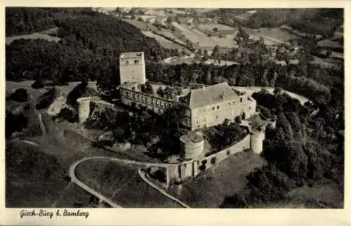 Ak Schesslitz Scheßlitz in Oberfranken, Giechburg, Schlossruine Giech, Fliegeraufnahme