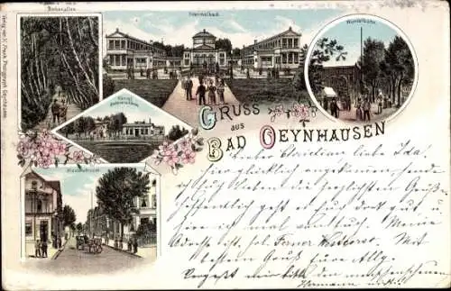 Litho Bad Oeynhausen in Westfalen, Thermalbad, Wandelbahn, Birkenallee