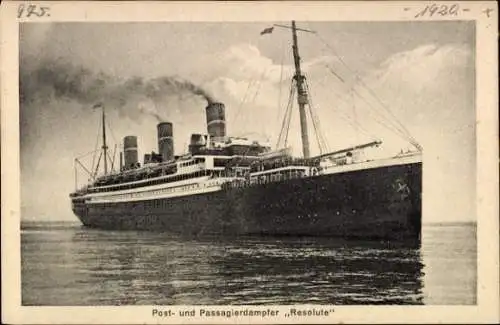 Ak Post- und Passagierdampfer Resolute, HSDG