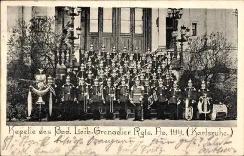 Ak Karlsruhe in Baden, Kapelle des Bad. Leib-Grenadier Regiments 109