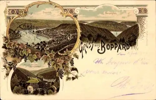 Litho Boppard am Rhein, Gesamtansicht, Teilansichten, Pension