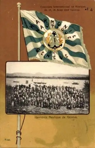 Passepartout Ak Genève Genf Schweiz, Concours International de Musique 1902, Harmonie Nautique