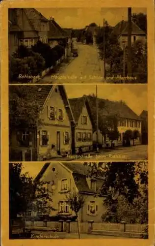 Ak Bohlsbach Offenburg in Baden Schwarzwald, Hauptstraße mit Schule und Pfarrhaus, Kinderschule