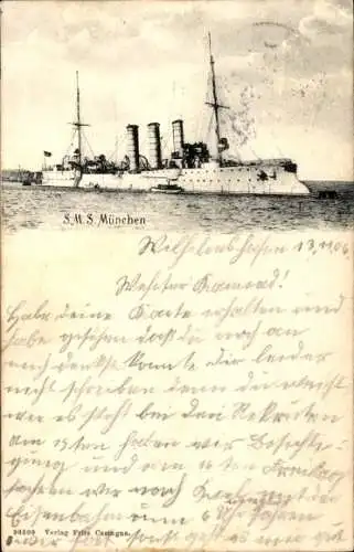 Ak Deutsches Kriegsschiff SMS München, Kaiserliche Marine
