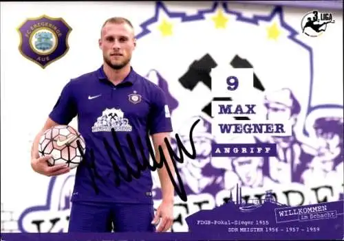 Autogrammkarte Fußballer Max Wegner, FC Erzgebirge Aue, Autogramm