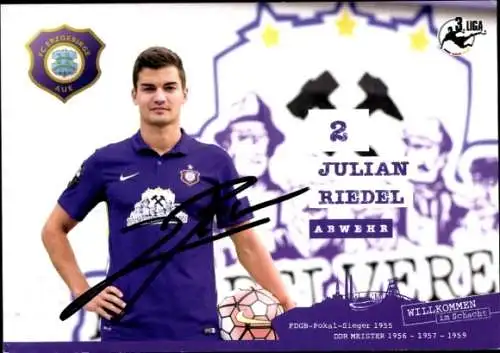 Autogrammkarte Fußballer Julian Riedel, FC Erzgebirge Aue, Autogramm
