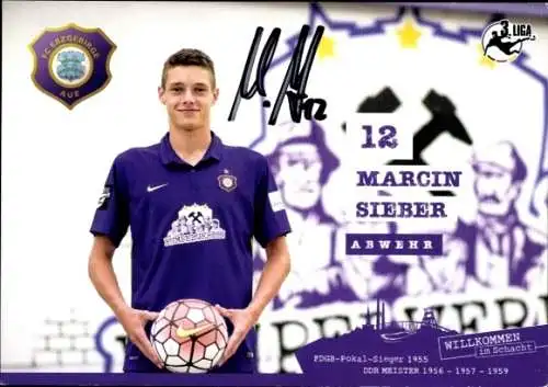 Autogrammkarte Fußballer Marcin Sieber, FC Erzgebirge Aue, Autogramm