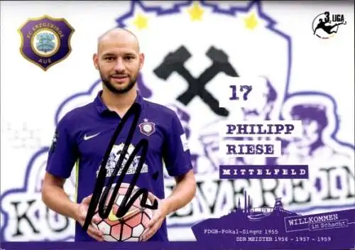 Autogrammkarte Fußballer Philipp Riese, FC Erzgebirge Aue, Autogramm