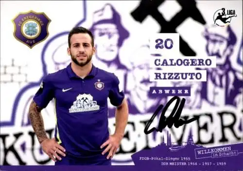 Autogrammkarte Fußballer Calogero Rizzuto, FC Erzgebirge Aue, Autogramm