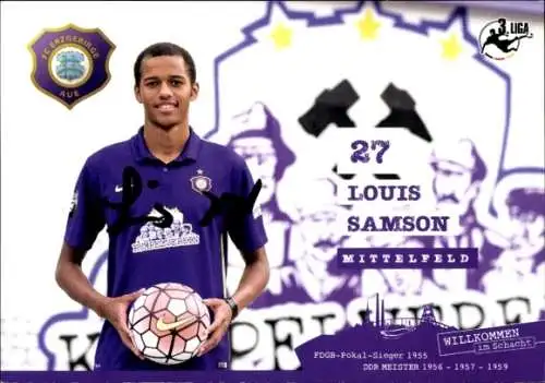 Autogrammkarte Fußballer Louis Samson, FC Erzgebirge Aue, Autogramm