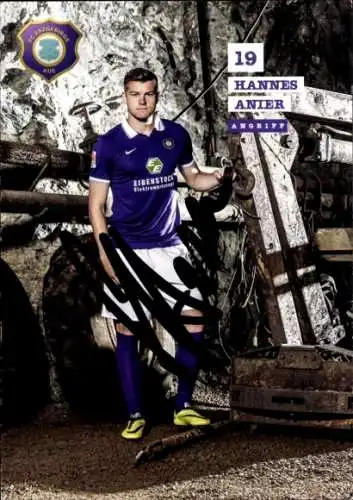 Autogrammkarte Fußballer Hannes Anier, FC Erzgebirge Aue, Autogramm