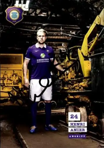 Autogrammkarte Fußballer Henri Anier, FC Erzgebirge Aue, Autogramm