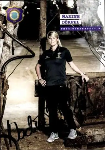 Autogrammkarte Physiotherapeutin Nadine Dörfel, FC Erzgebirge Aue, Autogramm