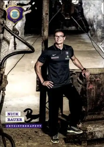 Autogrammkarte Physiotherapeut Nick Bauer, FC Erzgebirge Aue, Autogramm
