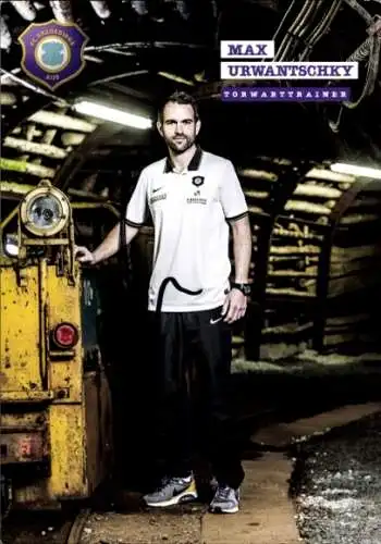 Autogrammkarte Torwartstrainer Max Urwantschky, FC Erzgebirge Aue, Autogramm