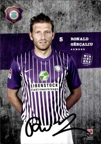 Autogrammkarte Fußballer Ronald Gercaliu, FC Erzgebirge Aue, Autogramm