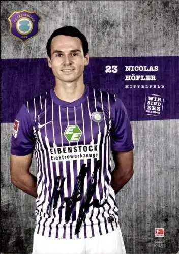 Autogrammkarte Fußballer Nicolas Höfler, FC Erzgebirge Aue, Autogramm