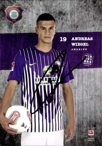 Autogrammkarte Fußballer Andreas Wiegel, FC Erzgebirge Aue, Autogramm